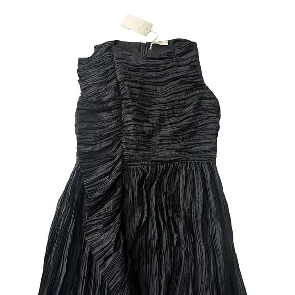 Ulla Johnson Circe Gown Noir Black Pleated Asymmetric Dress Size 6 NWT - Picture 9 of 16